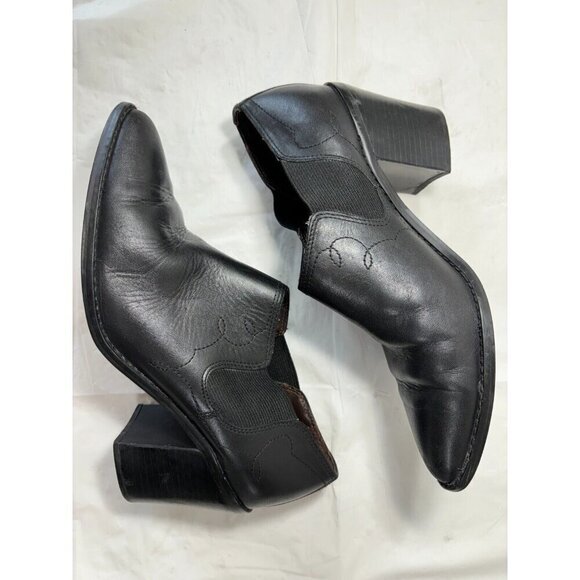 Flings Salsa Black Leather Ankle Booties Size 7.5 M - Picture 8 of 13